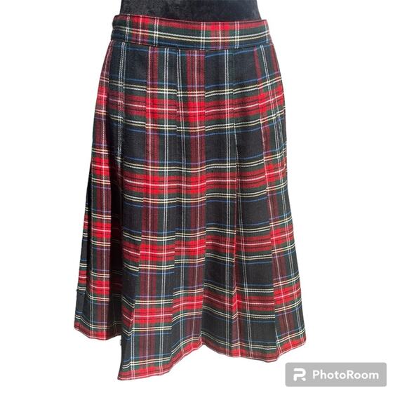 Vintage 80s Tartan Pleated  Skirt Plus Size - Picture 2 of 8
